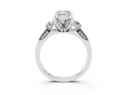 Cushion Cut Hidden Halo Three Stone Engagement Ring Setting | Pave Gallery | Platinum