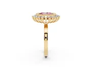 Oval Bezel Halo Engagement Ring Setting for a Fancy Pink Lab-Grown Diamond | Yellow Gold
