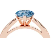 Heart-Shaped Solitaire Engagement Ring Setting for a Fancy Blue Lab-Grown Diamond | Stepped Flat Band | Rose Gold