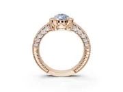 Pear-Shaped Milgrain Halo Engagement Ring Setting for a Fancy Blue Lab-Grown Diamond | Wide Pavé Band | Rose Gold