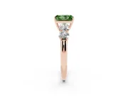 Radiant Cut Five Stone Engagement Ring Setting for a Fancy Green Lab-Grown Diamond | Prong Set Side Stones | Rose Gold