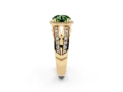 Round Halo Engagement Ring Setting for a Fancy Green Lab-Grown Diamond | Split Shank | Yellow Gold