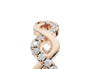 Round Lab-Grown Diamond Infinity Twist Wedding Band | Pavé and Polished | Rose Gold