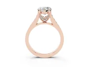 Heart-Shaped Graduated Pavé Solitaire Engagement Ring Setting | Wide Pavé Row Band | Rose Gold