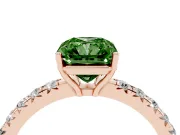 Radiant Cut Pave Solitaire Engagement Ring Setting for a Fancy Green Lab-Grown Diamond | Shared Prong Band | Rose Gold