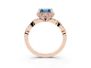 Asscher Cut Milgrain Halo Engagement Ring Setting for a Fancy Blue Lab-Grown Diamond | Graduated Shoulders | Rose Gold