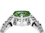 Heart-Shaped Bypass Engagement Ring Setting for a Fancy Green Lab-Grown Diamond | Pavé Ribbon | Sterling Silver