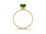 Radiant Cut Pave Solitaire Engagement Ring Setting for a Fancy Green Lab-Grown Diamond | Slim Band | Yellow Gold