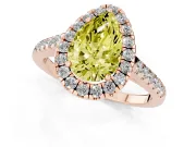 Pear-Shaped Halo Engagement Ring Setting for a Fancy Yellow Lab-Grown Diamond | Pave Shoulders | Rose Gold