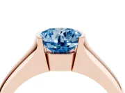 Round Half Bezel Engagement Ring Setting for a Fancy Blue Lab-Grown Diamond | Wide Band | Rose Gold