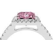 Fancy Pink Princess Cut Diamond Halo Pavé Solitaire Ring Set in Silver with Prong-Set Center Stone