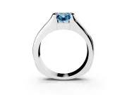 Radiant Cut Half Bezel Engagement Ring Setting for a Fancy Blue Lab-Grown Diamond | Wide Band | Sterling Silver