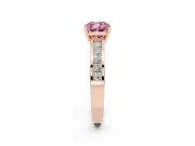 Fancy Pink Cushion Cut Diamond Solitaire Ring Set in Rose gold with Channel-Set Band and Prong Setting