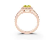 Asscher Cut Halo Engagement Ring Setting for a Fancy Yellow Lab-Grown Diamond | Two-Row Pave Split Shank | Rose Gold