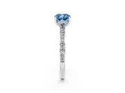 Fancy Blue Cushion Cut Diamond Pavé Band Ring Set in Silver with Prong-Set Center Stone