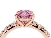 Cushion Cut Graduated Accent Engagement Ring Setting for a Fancy Pink Lab-Grown Diamond | Rose Gold