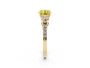 Round Three-Stone Engagement Ring Setting for a Fancy Yellow Lab-Grown Diamond | Yellow Gold