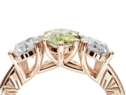 Pear-Shaped Vintage Three Stone Engagement Ring Setting for a Fancy Yellow Lab-Grown Diamond | Rose Gold