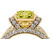 Princess Cut Vintage Pave Engagement Ring Setting for a Fancy Yellow Lab-Grown Diamond | Milgrain Edges | Yellow Gold