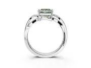Princess Cut Bypass Engagement Ring Setting for a Fancy Green Lab-Grown Diamond | Sterling Silver - Design NV-24814