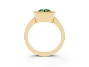 Fancy Green Round Cut Diamond Halo Engagement Ring Set in Yellow gold with Pavé Band and Round Halo Stones