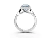 Princess Cut Halo Pavé Engagement Ring Setting for a Fancy Blue Lab-Grown Diamond | Narrow Split Shank | White Gold