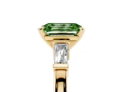 Emerald Cut Three-Stone Engagement Ring Setting for a Fancy Green Lab-Grown Diamond | Tapered Baguettes | Yellow Gold