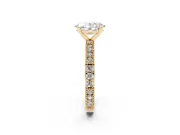 Oval Vintage Pavé Solitaire Engagement Ring Setting | Milgrain Edges | Yellow Gold