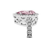 Pear-Shaped Pave Halo Engagement Ring Setting for a Fancy Pink Lab-Grown Diamond | Platinum