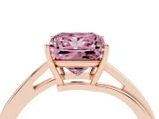 Fancy Pink Princess Cut Diamond Solitaire Twist Band Ring Set in Rose gold with Prong Setting