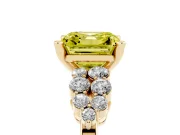 Asscher Cut Side Stone Engagement Ring Setting for a Fancy Yellow Lab-Grown Diamond | Shoulder Clusters | Yellow Gold