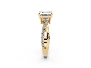 Asscher Cut Diamond Twist Band Solitaire Set in Yellow gold with Pavé Accents and Prong Setting