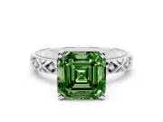 Asscher Cut Vintage Engagement Ring Setting for a Fancy Green Lab-Grown Diamond | Sterling Silver - Design NV-24472