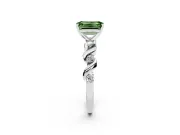 Emerald Cut Ribbon Twist Engagement Ring Setting for a Fancy Green Lab-Grown Diamond | Accented Shoulders | White Gold