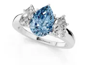 Pear-Shaped Three Stone Engagement Ring Setting for a Fancy Blue Lab-Grown Diamond | Sterling Silver - Design NV-24844