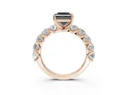 Princess Cut Side Stone Engagement Ring Setting for a Black Center | Rose Gold