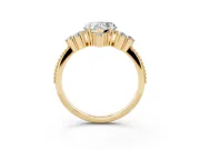 Heart-Shaped Vintage Cluster Engagement Ring Setting | Beaded Edges | Yellow Gold