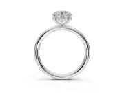 Round Hidden Halo Engagement Ring Setting | Thin Plain Band | Platinum