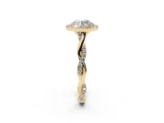 Round Halo Engagement Ring Setting | Pavé Twist Band | Yellow Gold