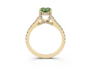 Oval Hidden Halo Pave Engagement Ring Setting for a Fancy Green Lab-Grown Diamond | Claw Prongs | Yellow Gold