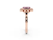 Emerald Cut Milgrain Cluster Halo Engagement Ring Setting for a Fancy Pink Lab-Grown Diamond | Plain Band | Rose Gold