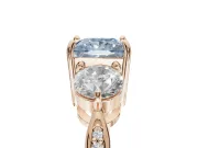 Princess Cut Three Stone Engagement Ring Setting for a Fancy Blue Lab-Grown Diamond | Tapered Pave Band | Rose Gold