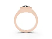 Fancy Black Radiant Cut Diamond Halo Engagement Ring Set in Rose gold with Pavé Band and Round Halo Stones