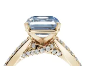 Asscher Cut Pavé Solitaire Engagement Ring Setting for a Fancy Blue Lab-Grown Diamond | Crossover Gallery | Yellow Gold