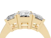 Emerald Cut Three Stone Engagement Ring Setting | Large Side Stones | Yellow Gold