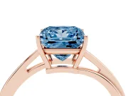 Fancy Blue Princess Cut Diamond Solitaire Twist Band Ring Set in Rose gold with Prong Setting