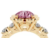 Round Floral Engagement Ring Setting for a Fancy Pink Lab-Grown Diamond | Petal Frame | Yellow Gold