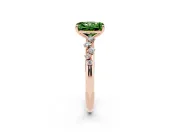 Fancy Green Radiant Cut Diamond Cluster Solitaire Ring Set in Rose gold with Prong Setting