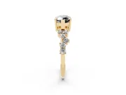 Marquise Scattered Accent Engagement Ring Setting for a Black Center | Slim Band | Yellow Gold