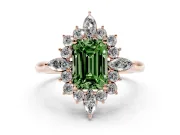 Emerald Cut Engagement Ring Setting for a Fancy Green Lab-Grown Diamond | Rose Gold - Design NV-24790